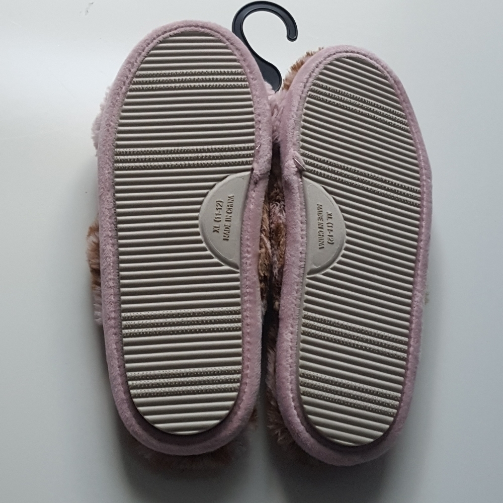 ABOUND Luxe Plush Slippers XL Santana Fab Pink Leopard Crisscross Open Toe - Picture 6 of 9